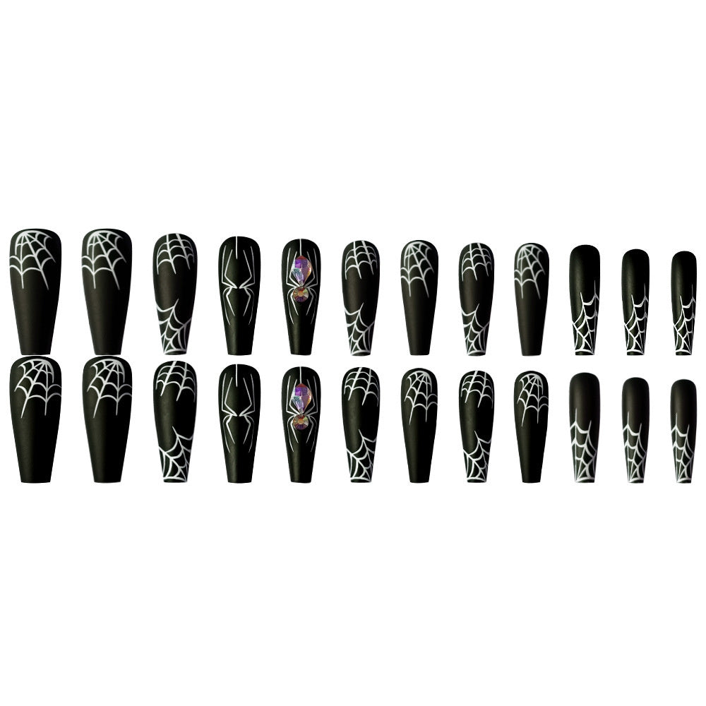 Dark Spider Halloween Press-On Nails – Sweet & Cool Armor Style